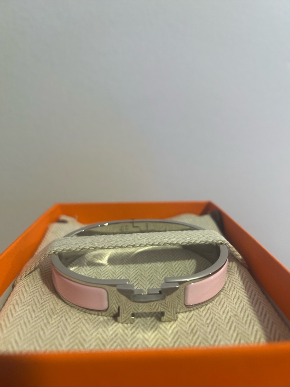 Silver-Tone Pink Enamel Cuff Bracelet by